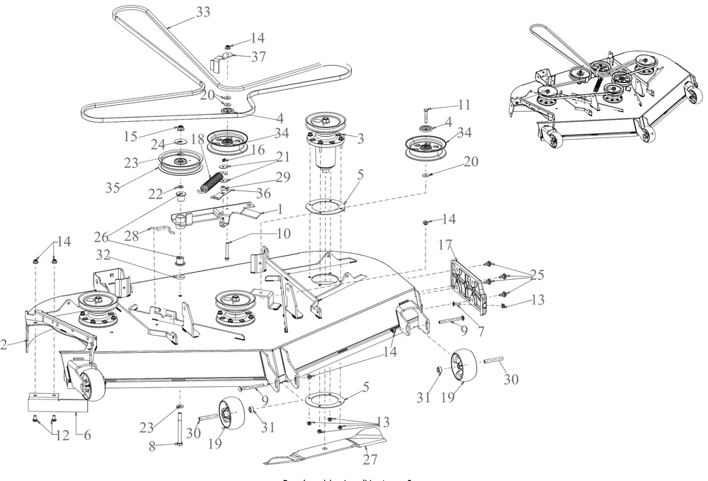 Deck Diagram and Parts List for ZTX6-60KH (47RTAHA8010)(2020) Cub Cadet Lawn Tractor